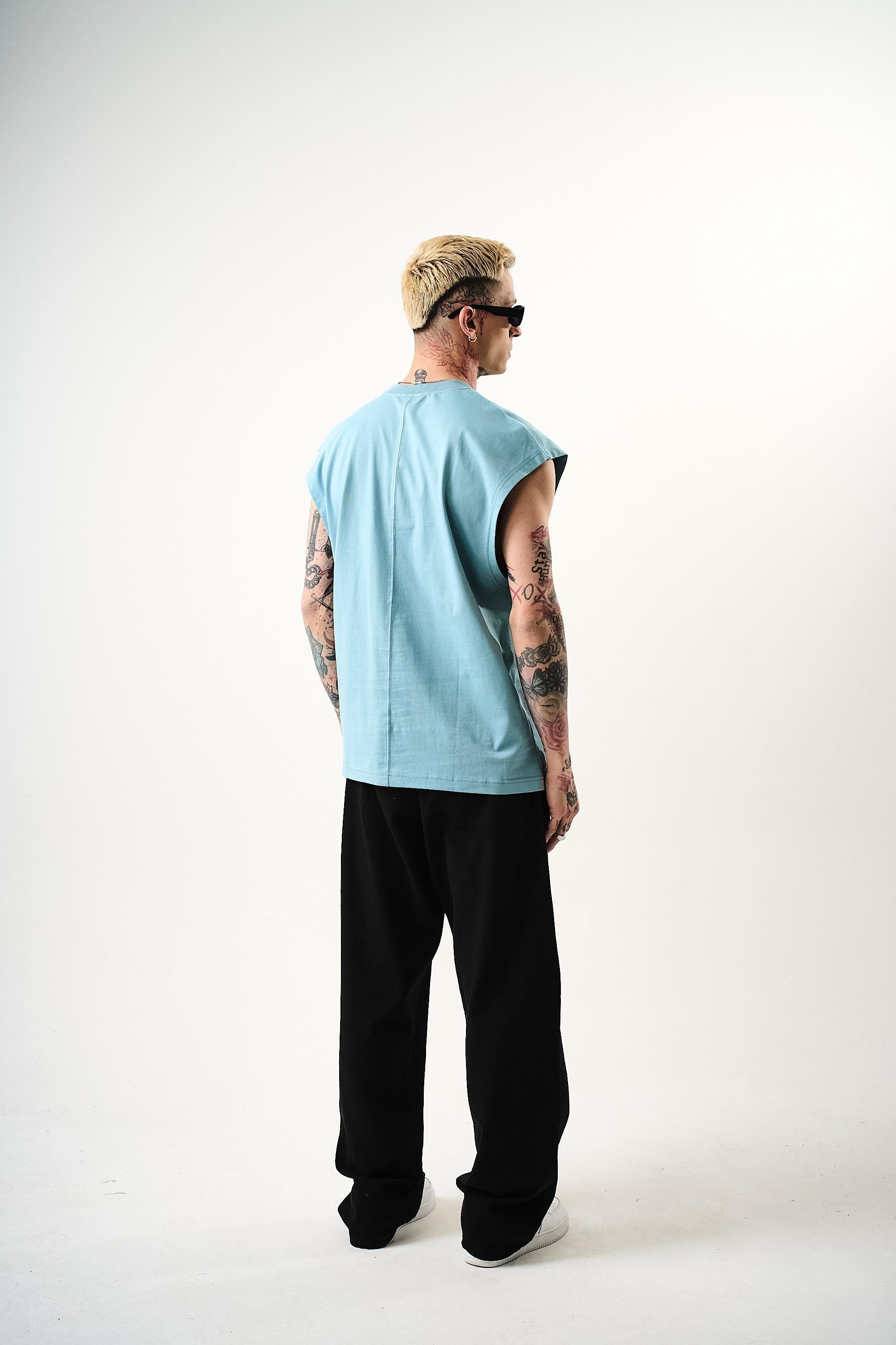Erkek Basic Tank Top Atlet Bebe Mavi