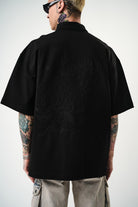 Erkek Be Kind Nakışlı Yarım Fermuarlı Oversize T-Shirt Siyah