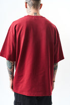 Erkek California Baskılı Oversize T-Shirt Bordo
