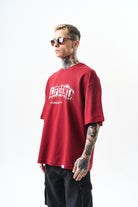 Erkek California Baskılı Oversize T-Shirt Bordo