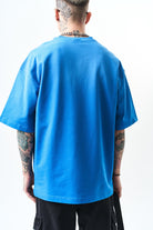 Erkek California Baskılı Oversize T-Shirt Mavi