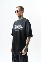 Erkek California Baskılı Oversize T-Shirt Siyah