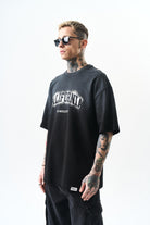 Erkek California Baskılı Oversize T-Shirt Siyah