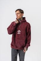 Erkek Create Baskılı Kapüşonlu Oversize Hoodie Bordo