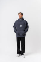 Erkek Create Baskılı Kapüşonlu Oversize Hoodie Füme