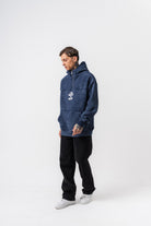 Erkek Create Baskılı Kapüşonlu Oversize Hoodie Lacivert