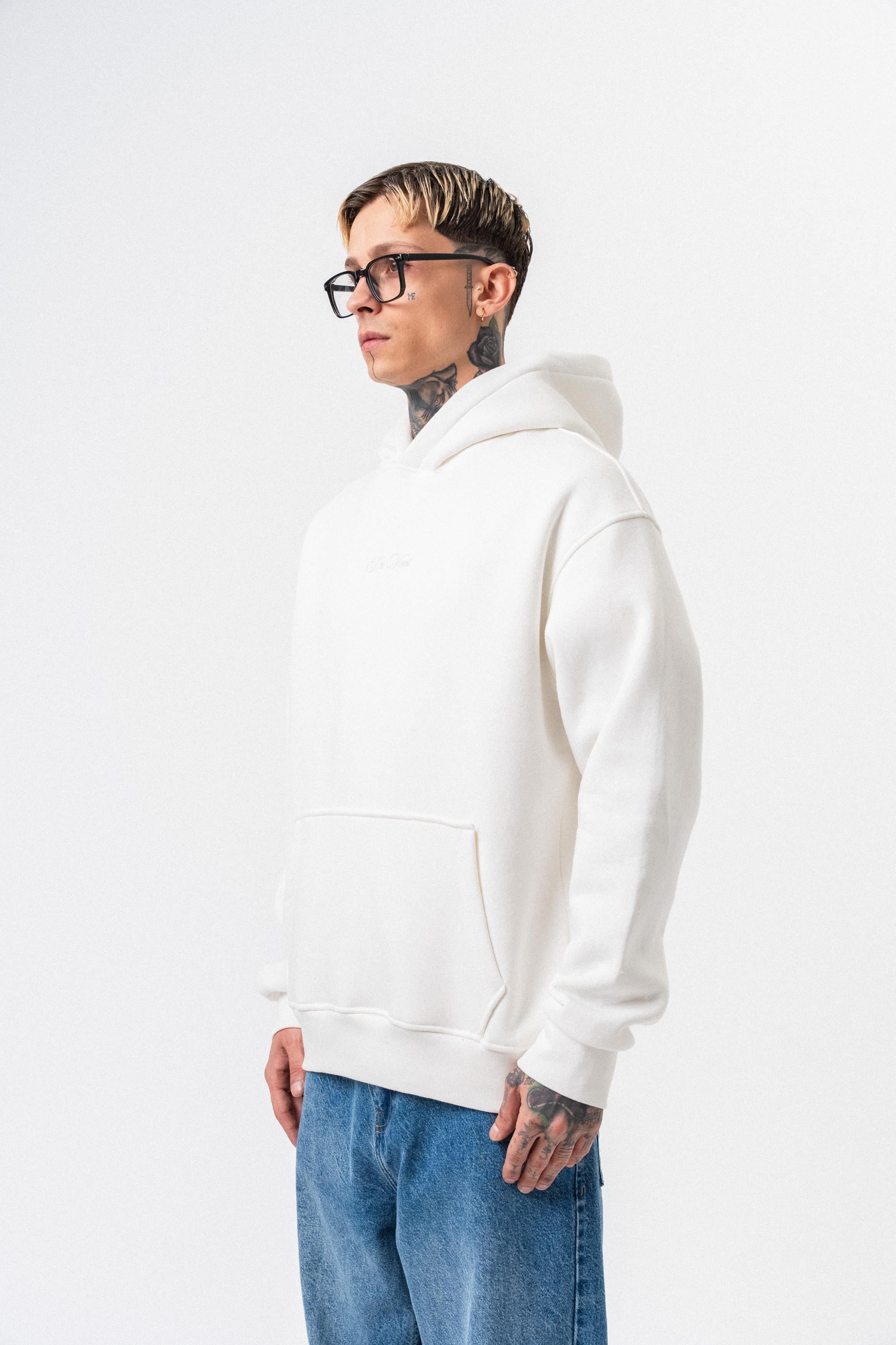 Erkek Da Vinci Baskılı Kapüşonlu Oversize Hoodie Ekru - 2