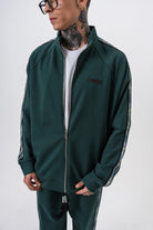 Erkek Dark Striped Şerit Detaylı Dik Yaka Doubleface Zip Oversize Sweatshirt Nefti