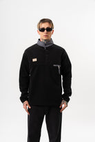 Erkek Düğme Detaylı Oversize Polar Sweatshirt Siyah