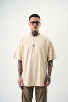 Erkek Eight Baskılı Oversize T-Shirt Bej