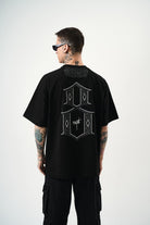 Erkek Eight Baskılı Oversize T-Shirt Siyah