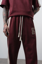 Erkek 07 Şerit Detaylı Regular Fit Eşofman Takımı Bordo