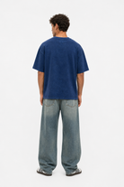 Erkek 22 Nakışlı Yıkamalı Oversize T-Shirt Lacivert