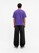 Erkek 22 Nakışlı Yıkamalı Oversize T-Shirt Mor