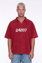 Erkek 24207 Baskılı Yıkamalı Oversize T-Shirt Bordo