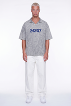 Erkek 24207 Baskılı Yıkamalı Oversize T-Shirt Gri