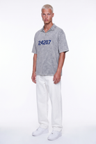 Erkek 24207 Baskılı Yıkamalı Oversize T-Shirt Gri