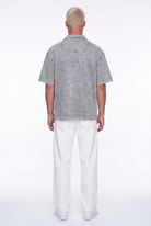 Erkek 24207 Baskılı Yıkamalı Oversize T-Shirt Gri