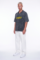 Erkek 24207 Baskılı Yıkamalı Oversize T-Shirt Siyah