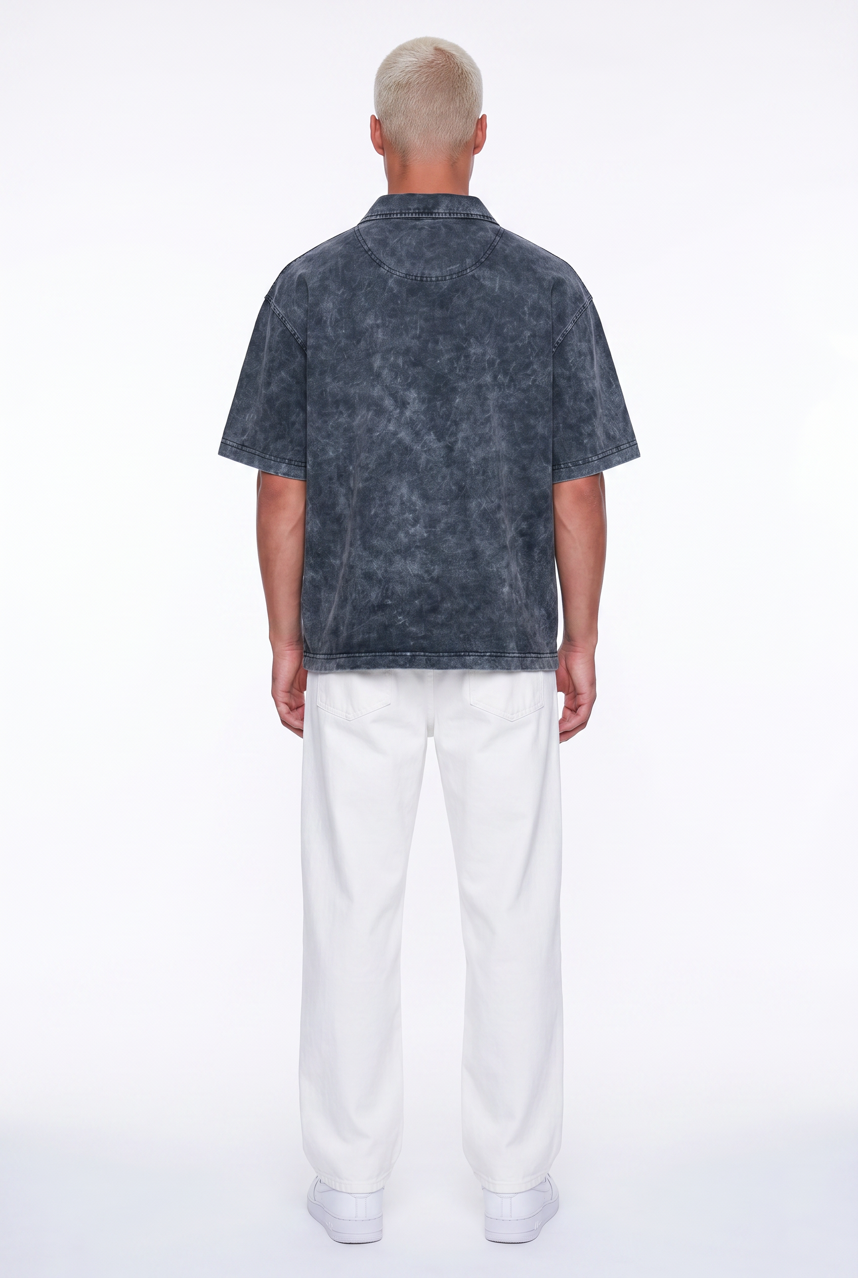 Erkek 24207 Baskılı Yıkamalı Oversize T-Shirt Siyah