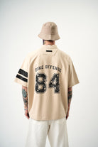 Erkek 84 Zone Baskılı Oversize T-Shirt Bej