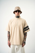 Erkek 84 Zone Baskılı Oversize T-Shirt Bej