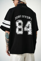 Erkek 84 Zone Baskılı Oversize T-Shirt Siyah