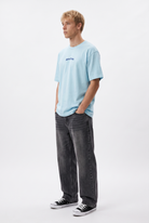 Erkek Alpine Nakışlı Oversize T-Shirt Bebe Mavi