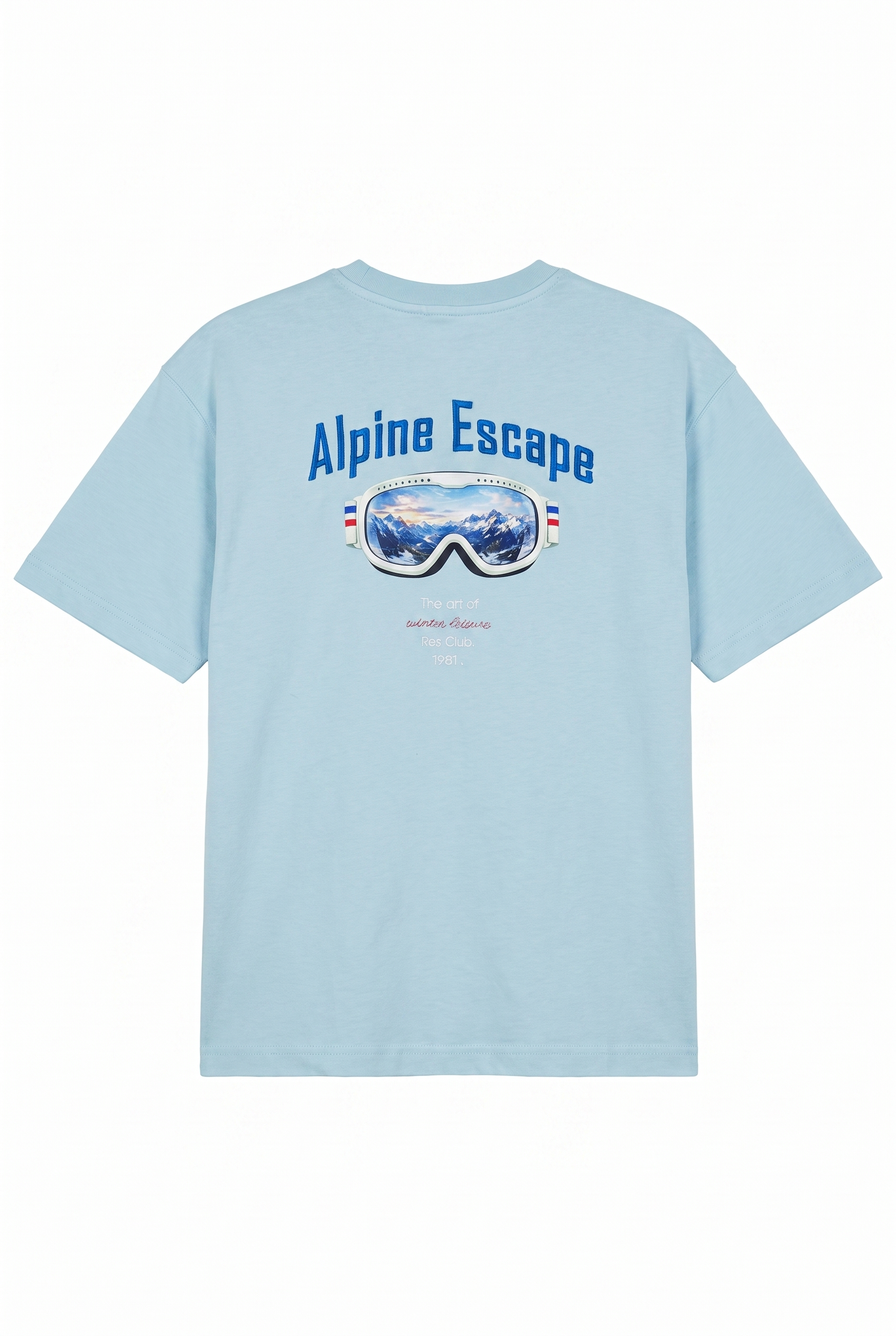 Erkek Alpine Nakışlı Oversize T-Shirt Bebe Mavi