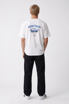 Erkek Alpine Nakışlı Oversize T-Shirt Ekru