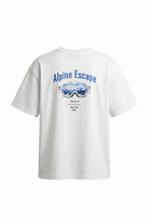 Erkek Alpine Nakışlı Oversize T-Shirt Ekru