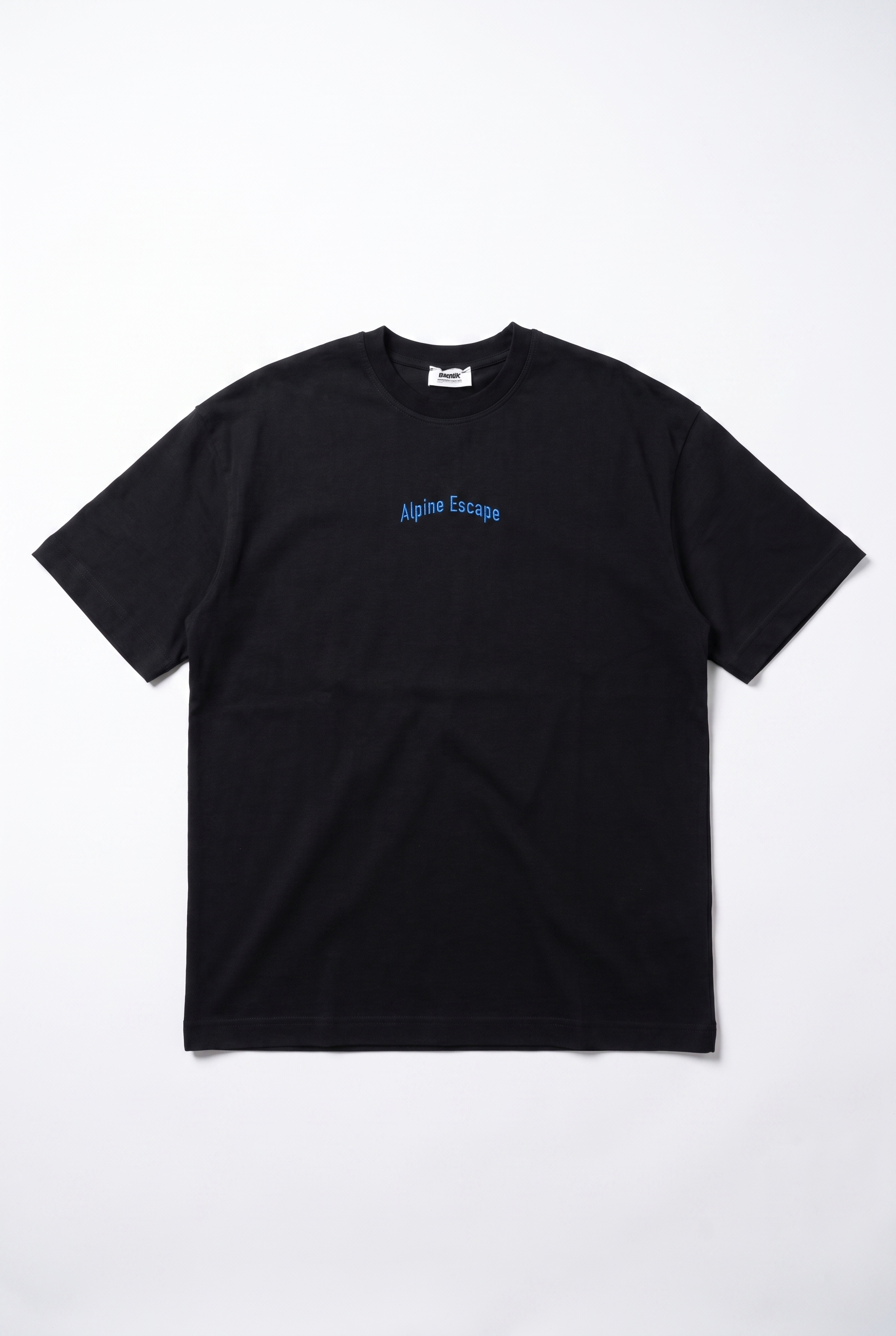 Erkek Alpine Nakışlı Oversize T-Shirt Siyah