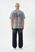 Erkek Amore Baskılı Oversize T-Shirt Gri