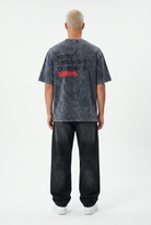 Erkek Amore Baskılı Oversize T-Shirt Siyah