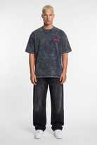 Erkek Amore Baskılı Oversize T-Shirt Siyah