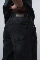 Respire-Erkek Asimetrik Dikiş Detaylı Baggy Jean Siyah-Kot Pantolon-6-Milagron.com