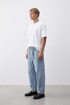 Erkek Barrel Fit Jean Açık Mavi