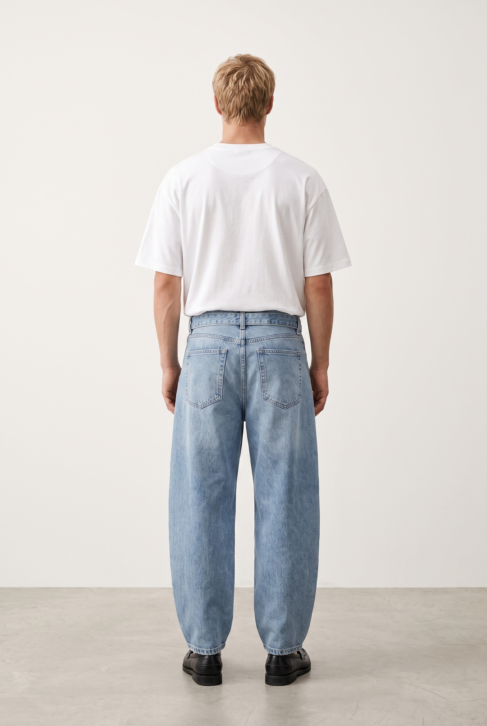 Erkek Barrel Fit Jean Açık Mavi