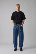 Erkek Barrel Fit Jean Koyu Mavi
