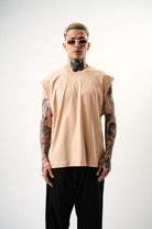 Erkek Basic Tank Top Atlet Bej