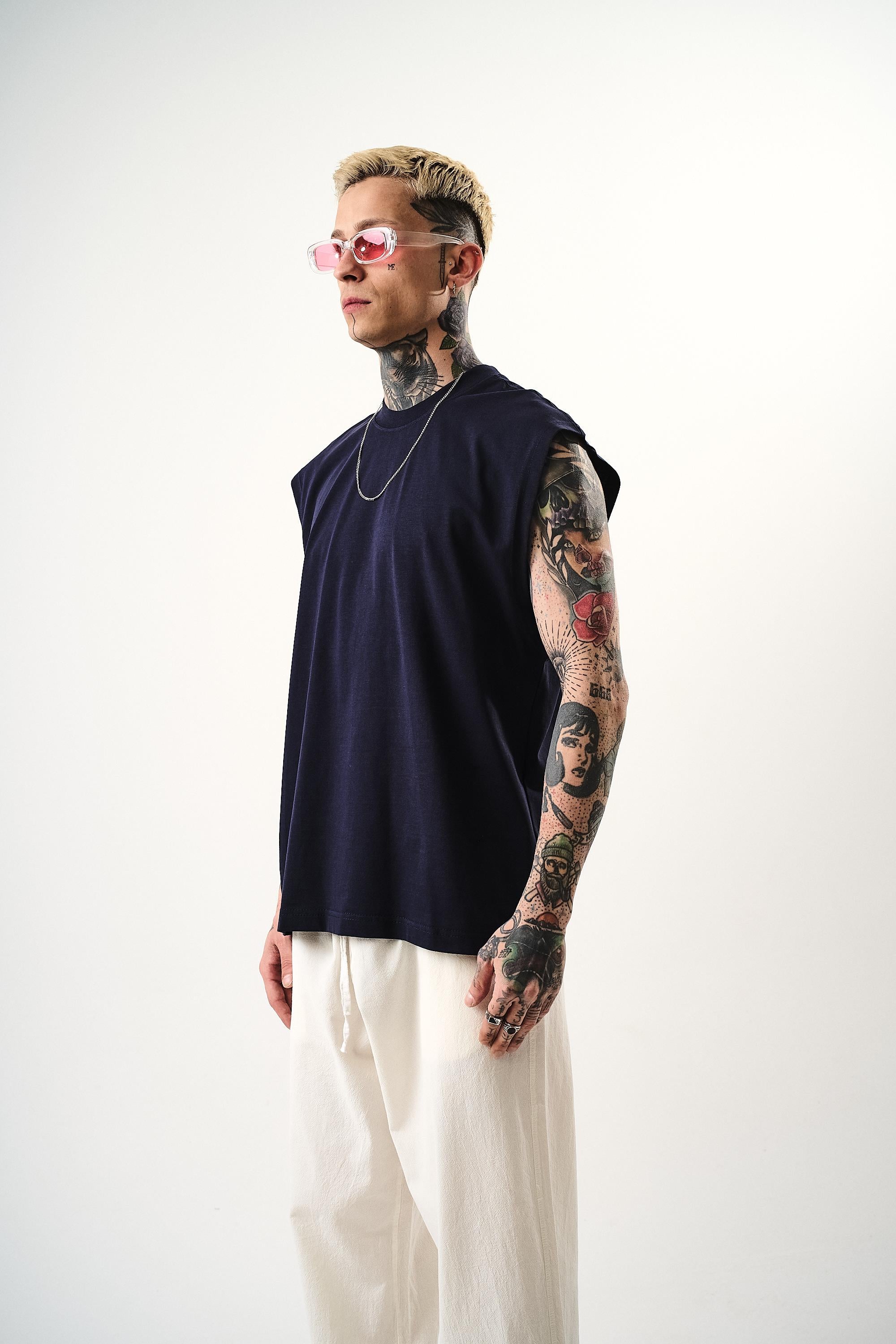 Erkek Basic Tank Top Atlet İNdigo