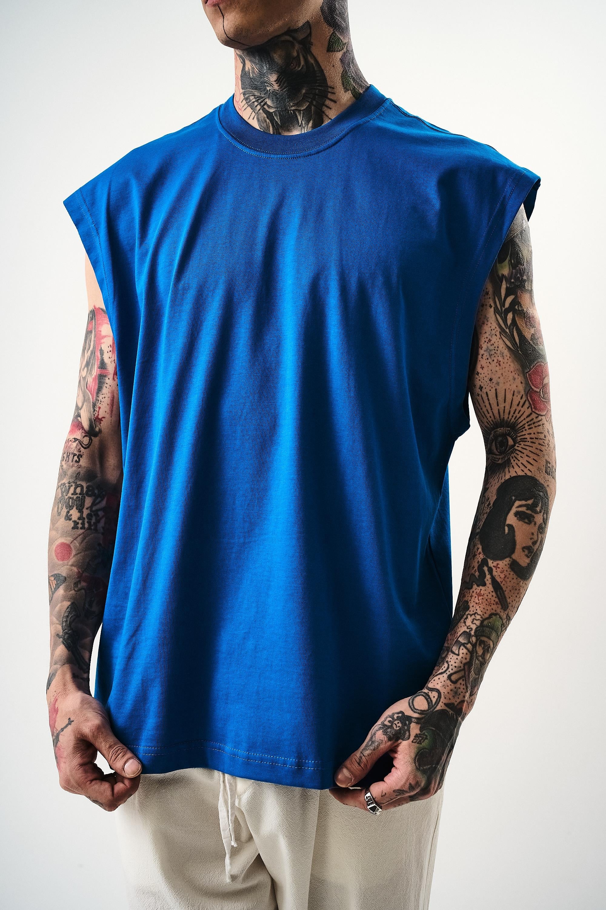 Erkek Basic Tank Top Atlet Mavi