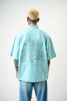 Erkek Be Kind Nakışlı Yarım Fermuarlı Oversize T-Shirt Bebe Mavi