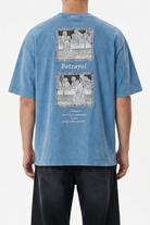Erkek Betrayal Baskılı Yıkamalı Oversize T-Shirt Bebe Mavi