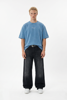 Erkek Betrayal Baskılı Yıkamalı Oversize T-Shirt Bebe Mavi