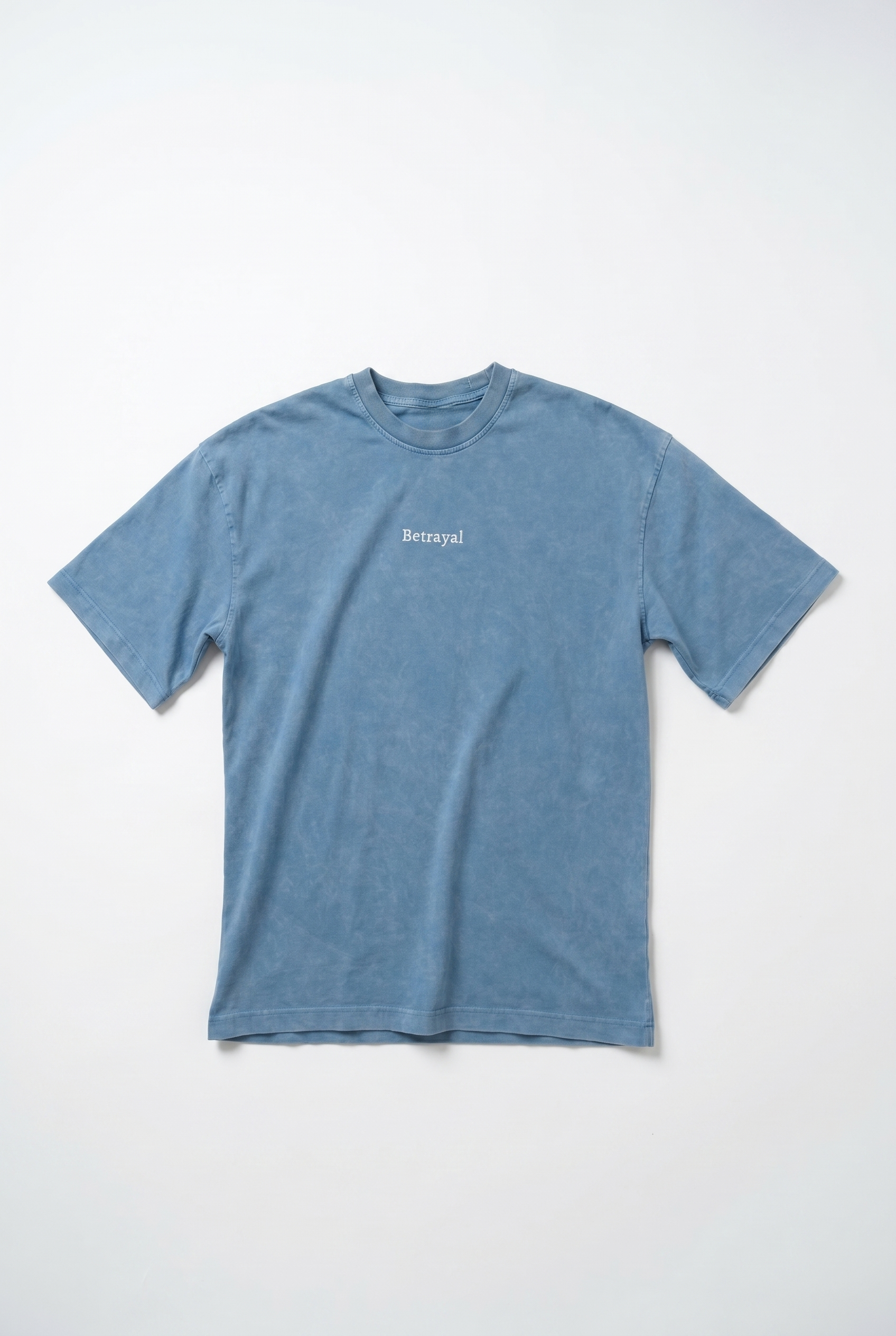 Erkek Betrayal Baskılı Yıkamalı Oversize T-Shirt Bebe Mavi