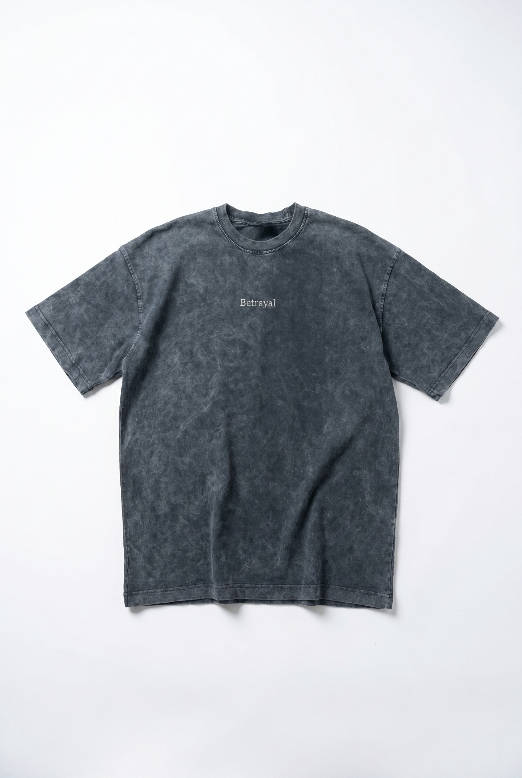 Erkek Betrayal Baskılı Yıkamalı Oversize T-Shirt Siyah