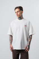 Erkek Cadillac Baskılı Oversize T-Shirt Ekru