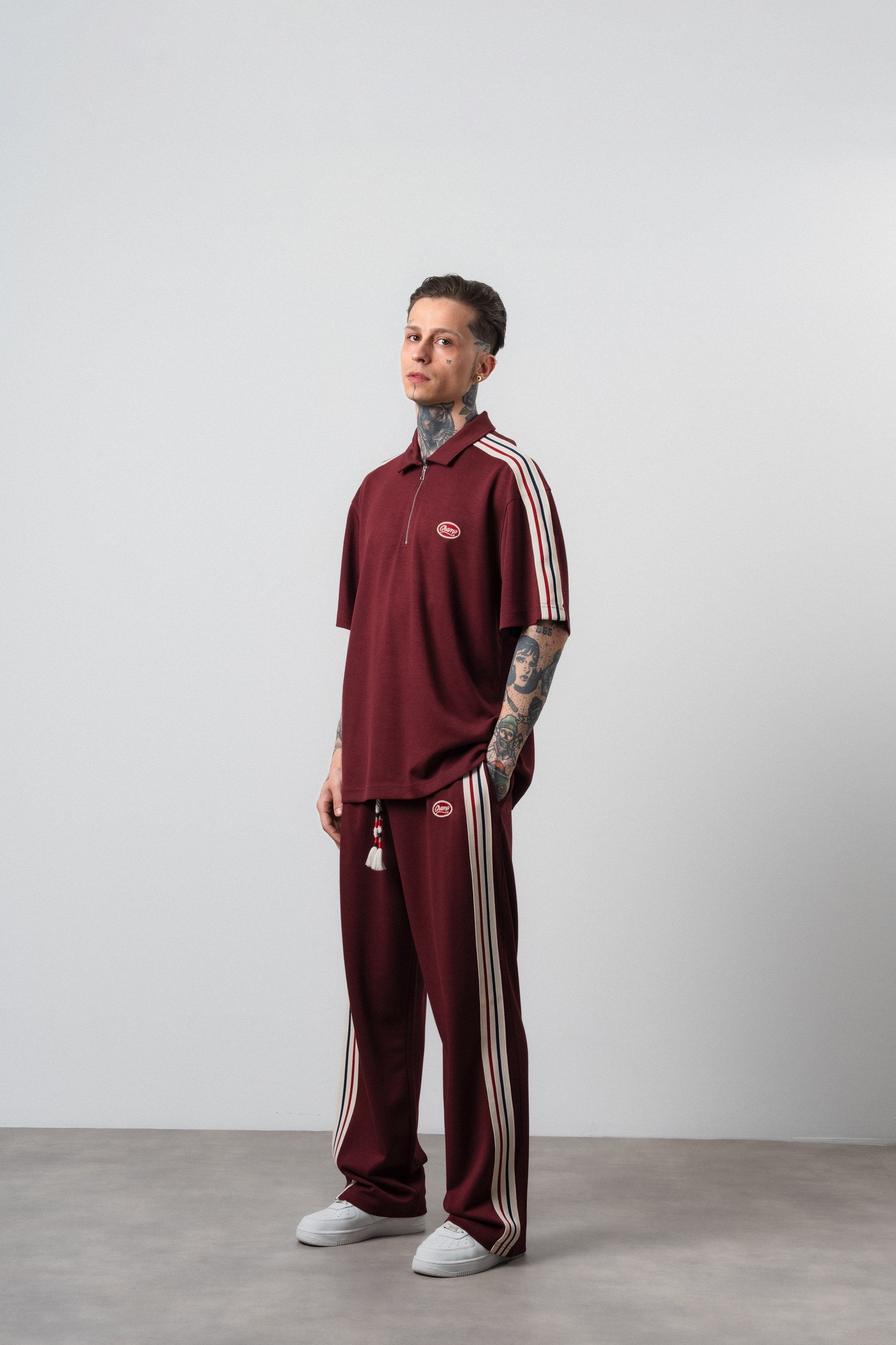 Erkek Champ Şerit Detaylı Regular Fit Eşofman Takımı Bordo