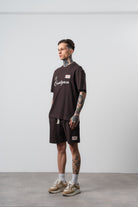 Erkek Countryman Nakışlı Regular Fit T-Shirt Şort Takım Kahve